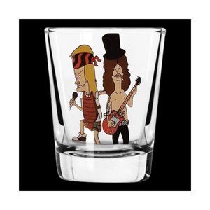 Beavis Butthead/Guns n Roses Shot Glasses WITH MATCHING GIFT BOXES! Set of 2
